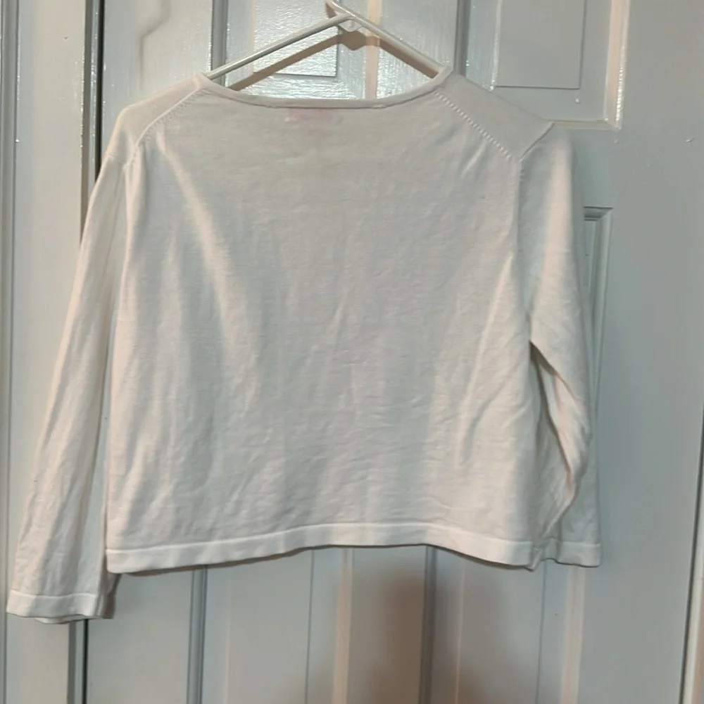 Lilly Pulitzer cropped white sweater cardigan size large